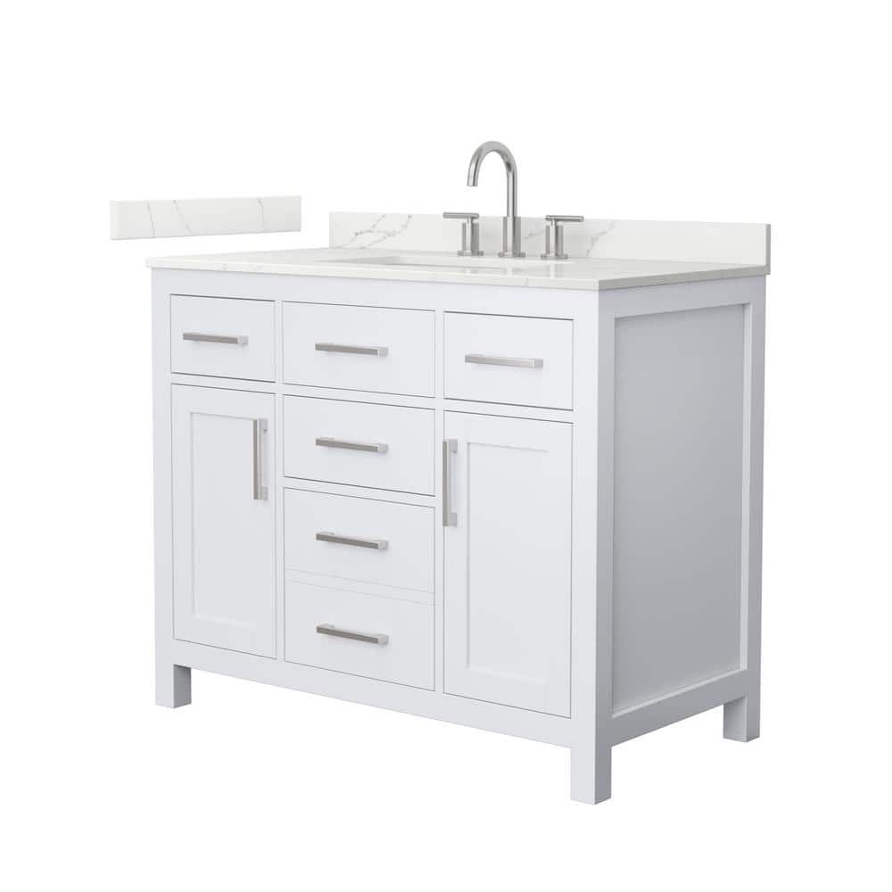 Beckett 42 in. Single Freestanding White Bath Vanity with Giotto Quartz Top (Assembled) price history on PriceWatchPro