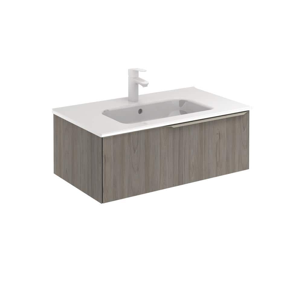 Mio 32 in. W x 18 in. D Bath Vanity One Drawer in Grey Elm with Vanity Top 