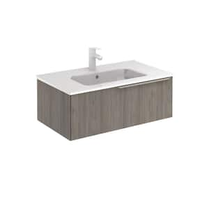 Mio 32 in. W x 18 in. D Bath Vanity One Drawer in Grey Elm with Vanity Top in White with White Basin