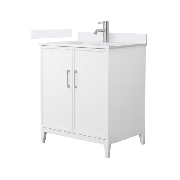 Wyndham Collection Elan 30 in. W x 22 in. D x 35 in. H Single Bath Vanity in White with White Cultured Marble Top