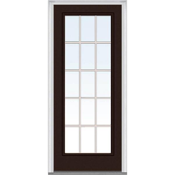 MMI Door 32 in. x 80 in. Grilles Between Glass Right-Hand Inswing Full Lite Clear Painted Steel Prehung Front Door