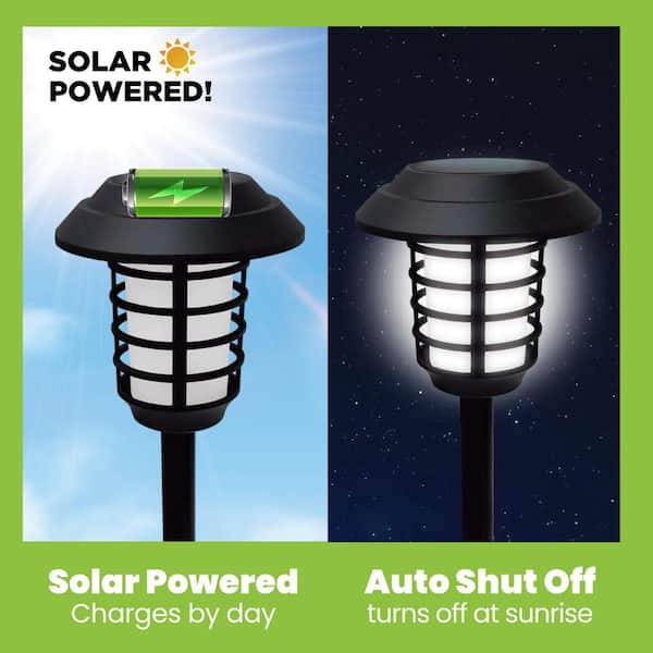 shipbuilding gray Vibrate Bell + Howell Solar Powered Pathway Lights Black LED Path Light 11 Lumens  Color Changing Landscape with Remote (4-Pack) 8584 - The Home Depot