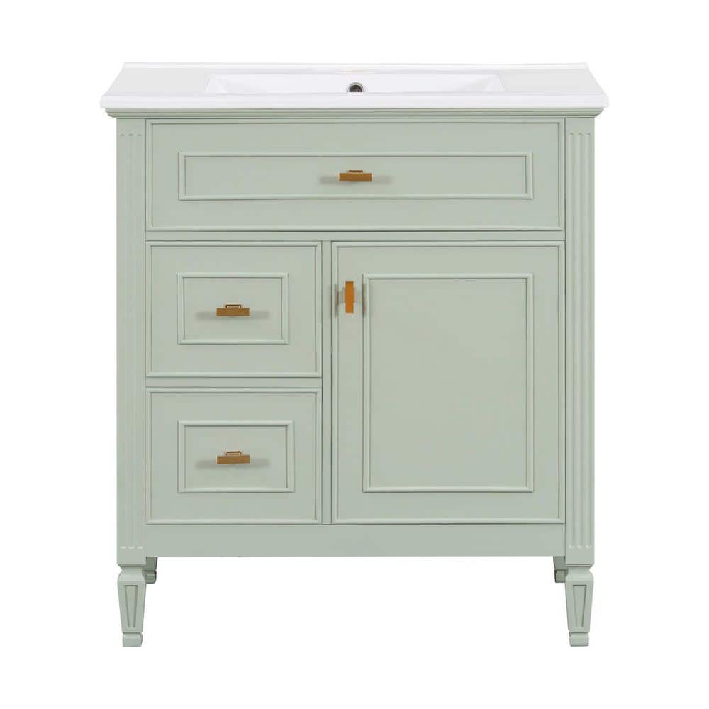 30 in. Freestanding Green Bath Vanity with White Ceramic Top price history on PriceWatchPro