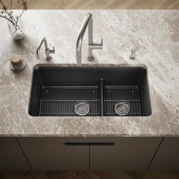 KOHLER Cairn Matte Graphite Granite Composite 33 .5 in. Double