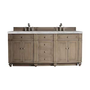 Bristol 72.0 in. W x 23.5 in. D x 34.0 in. H Double Bathroom Vanity in Whitewashed Walnut with Victorian Silver Top
