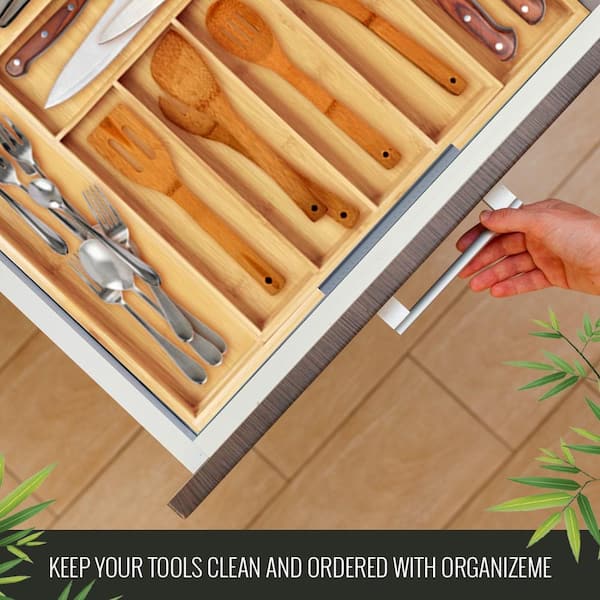 Home Basics 0.65 in. H x 4 in. W x 12.5 in. D Natural Bamboo Drawer  Organizer HDC59721 - The Home Depot