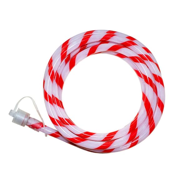 Home Accents Holiday Outdoor/Indoor 40 ft. Line Voltage Soft White Integrated LED Rope Light Flexible Candy Cane Style Holiday Lights