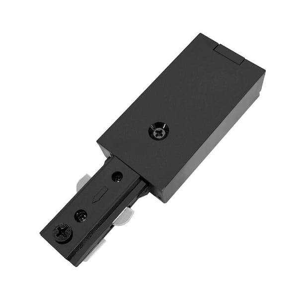 Black H Track Single Circuit Live End Power Feed Track Lighting Connector