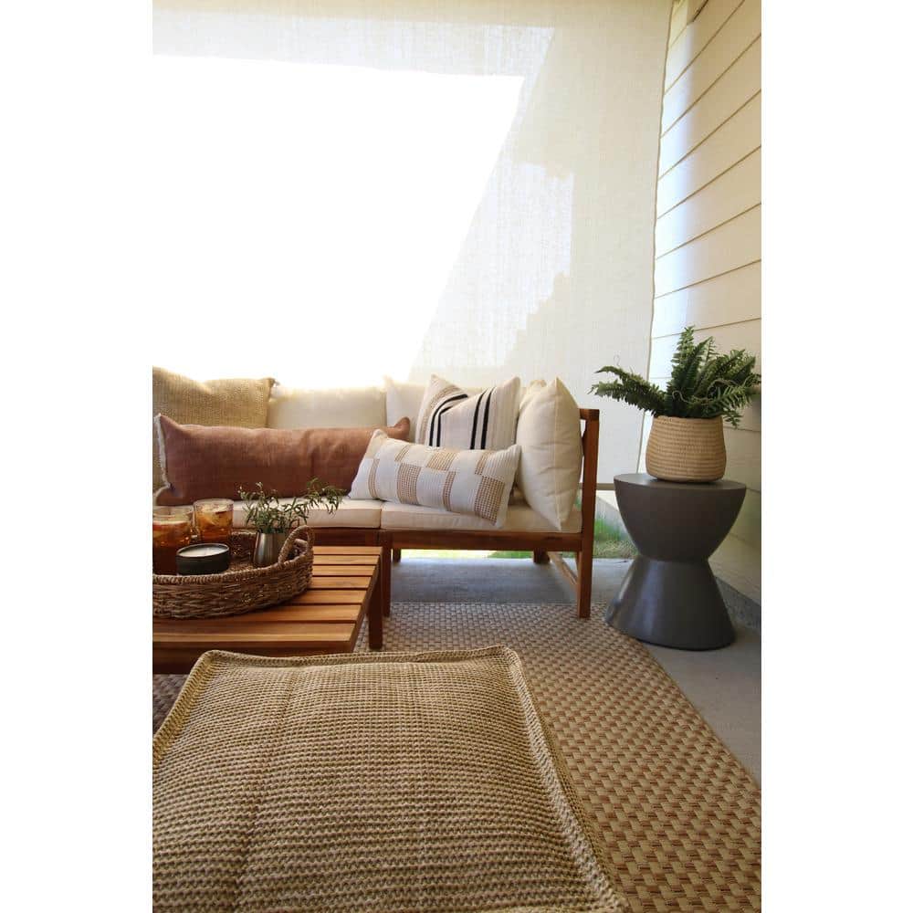 Natural Cream 5'3" Square Easy-Care Synthetic Area Rug