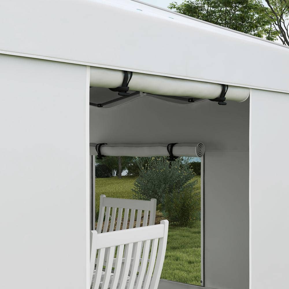 White Steel Pop-Up Canopy Tent with Sidewalls and Mesh Windows