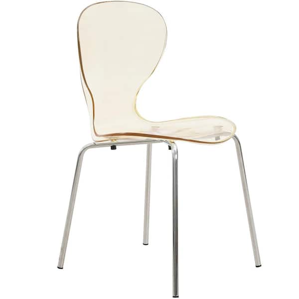 Leisuremod Oyster Modern Acrylic Dining Side Chair, Amber