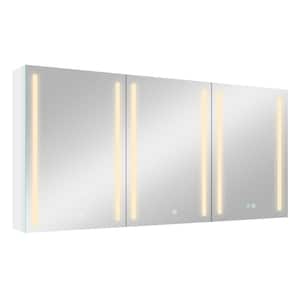 60 in. W x 30 in. H Rectangular Aluminum LED Lighted Medicine Cabinet with Mirror White