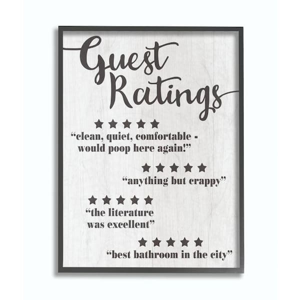 24 in. x 30 in. "Five Star Bathroom Black And White Wood" by Daphne Polselli Framed Wall Art
