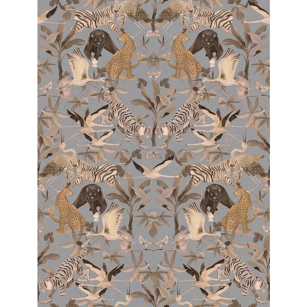 Light Blue Fog Magic Animals Print Non Woven Non-Pasted Textured Wallpaper 68 sq. ft.