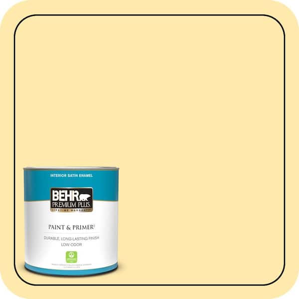 BEHR PREMIUM PLUS 1 qt. #P290-2 Sweet as Honey Satin Enamel Low Odor Interior Paint & Primer