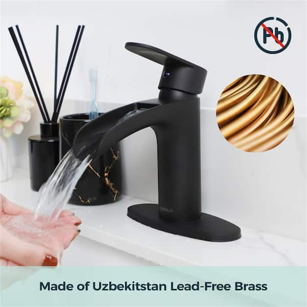 Waterfall Bathroom Faucet Matte Black Sink Basin Mixer Taps Single Handle 1 Hole factory