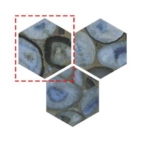 Hexagon Marble 6 in. x 6 in. Agata Blue Peel and Stick Backsplash Stone Composite Wall Tile (0.25 sq. ft.)