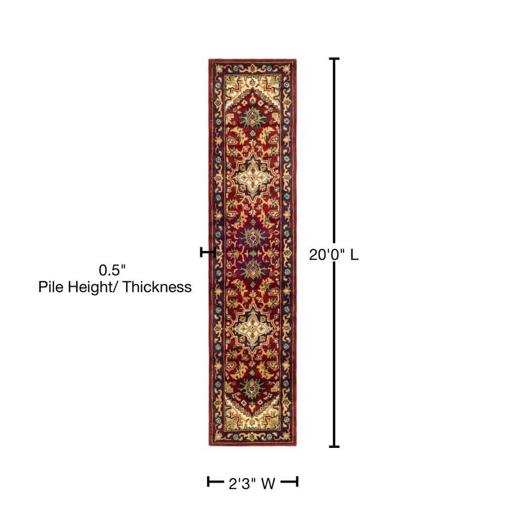 Elegant Heritage Hand-Tufted Wool Runner Rug in Rich Red