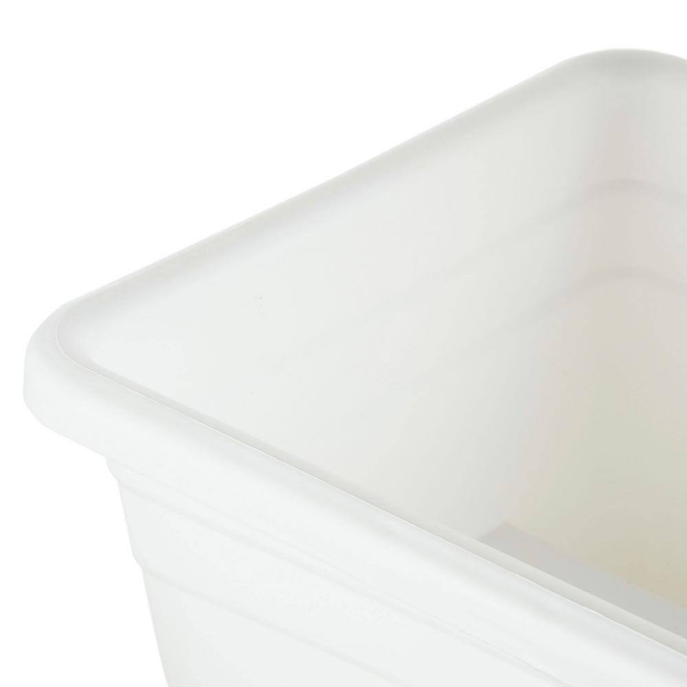 White 24-Inch Plastic Deck Rail Planter Box with Drainage Plugs