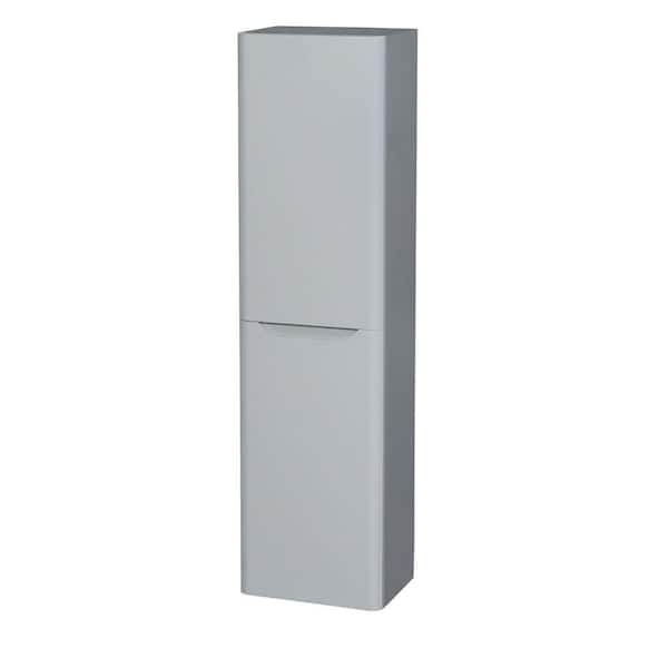 Wyndham Collection Murano 15-3/4 in. W x 59 in. H x 12 in. D Bathroom Storage Wall Cabinet in Gray