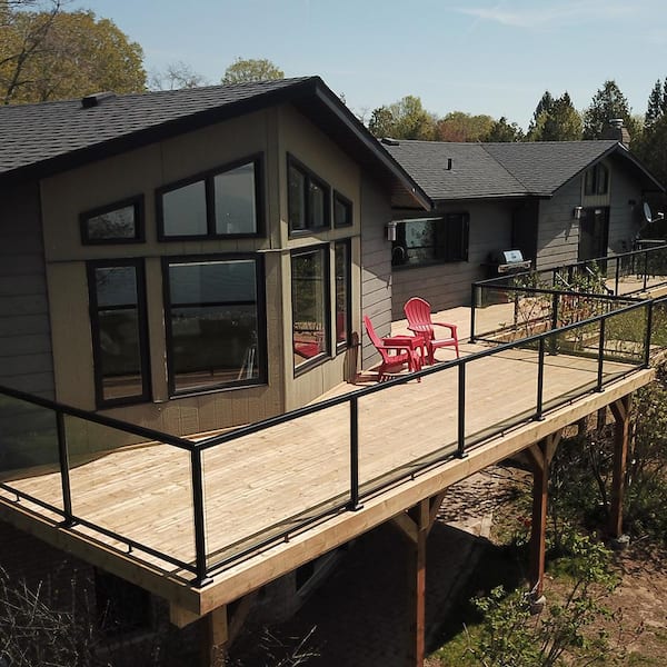 30-7/16 in. H x 45 in. W Clear Aluminum Deck Railing Tempered Glass Panel for 36 in. High System