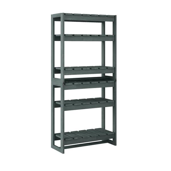 Handy Living Freemont 51.2 in. Gray Solid Wood 5 -Shelf Convertible Open Shelving Bookcase