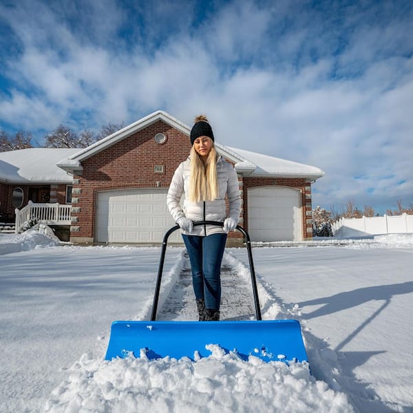 Lifetime 51 in. Steel Handle Hard Plastic Snow Shovel Pusher 60388