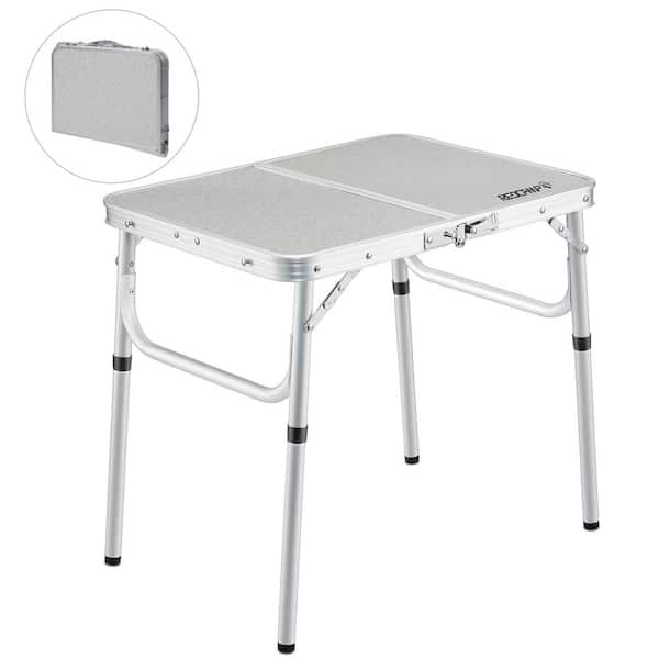 Wildaven Small Folding Camping Table, 2 ft. Portable Aluminum Outdoor Folding Table Camping Table Adjustable Height