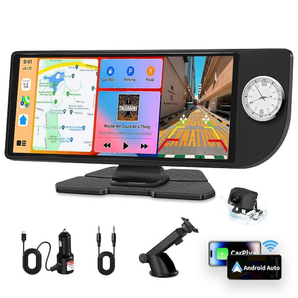 10.26 in HD Touch Screen Car Stereo, with CarPlay, Android Auto, FM radio, White Built-in Clock