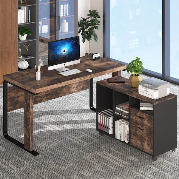 Oak Brown ELEGANT  L-Shaped Computer Desk Corner Desk 55" x 55" with 24" Deep 