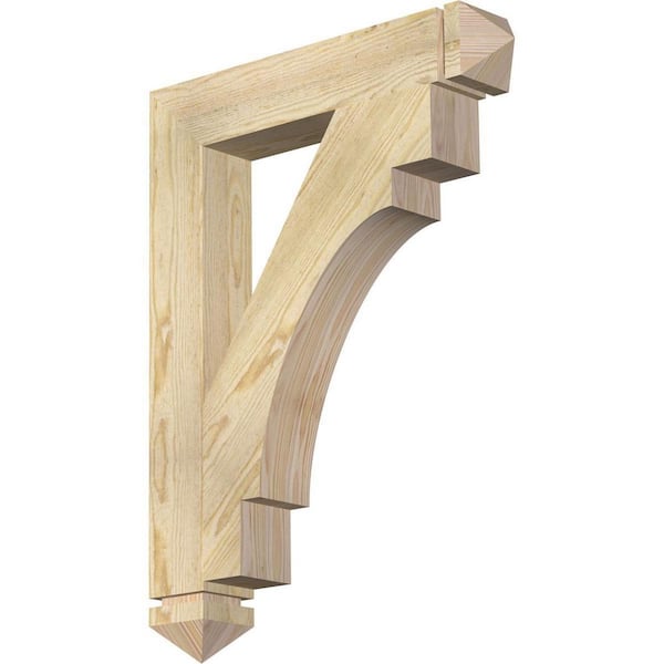 Ekena Millwork 4 in. x 32 in. x 24 in. Douglas Fir Merced Arts and Crafts Rough Sawn Bracket