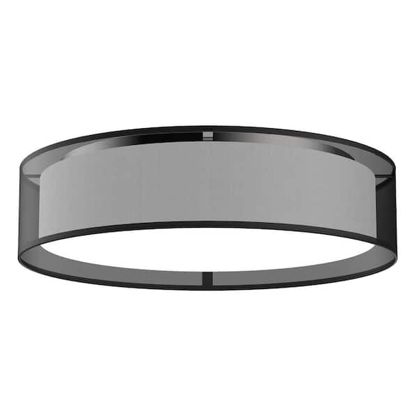 Dalton 20 in. 1-Light 30-Watt Black Organza Integrated LED Flush Mount