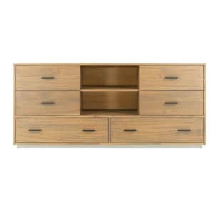 63 in. Brown 6-Drawer Wooden Dresser Without Mirror