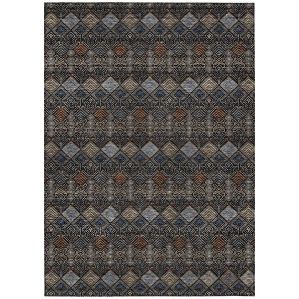 Chantille Machine Washable Indoor/Outdoor Abstract ACN2487 Black 3 ft. x 4 ft. Area Rug