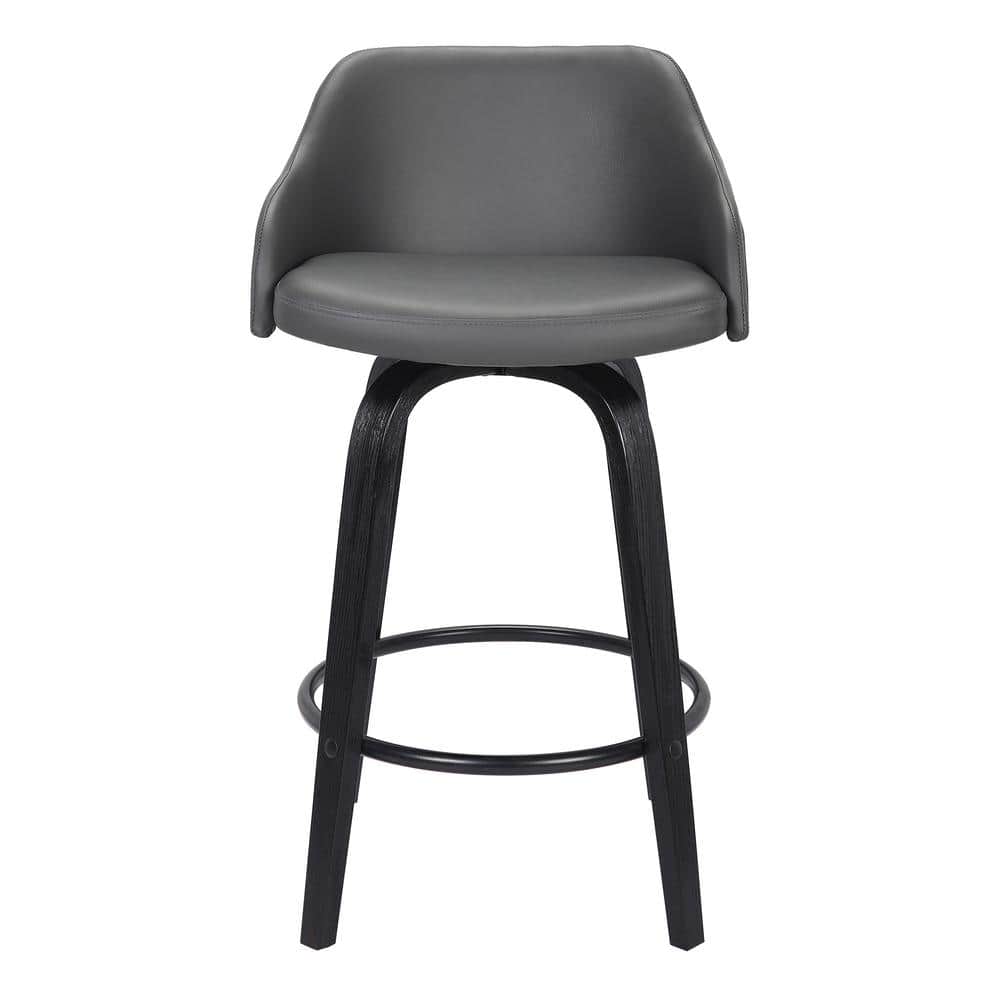 Mid Century Modern Swivel Bar Stool in Black and Gray