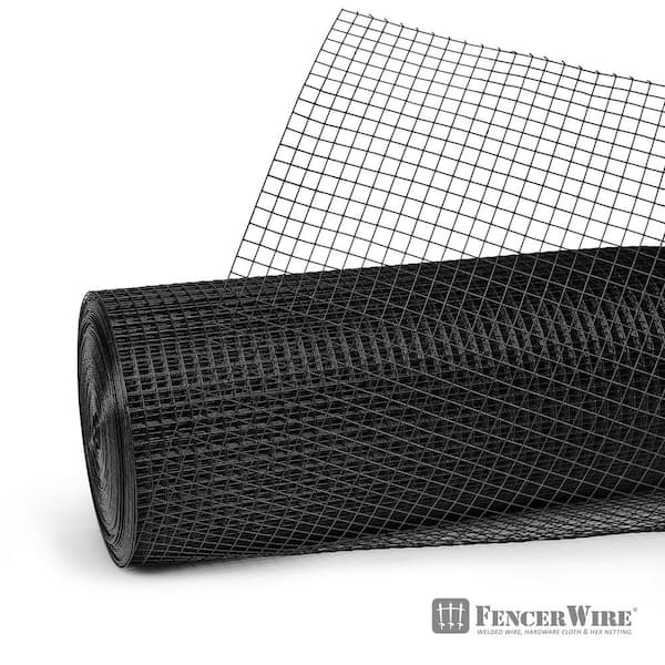 1/2 in. x 4 ft. x 50 ft. 19-Gauge Black Vinyl Coated Hardware Cloth, Multiple Use Welded Wire Fencing Roll