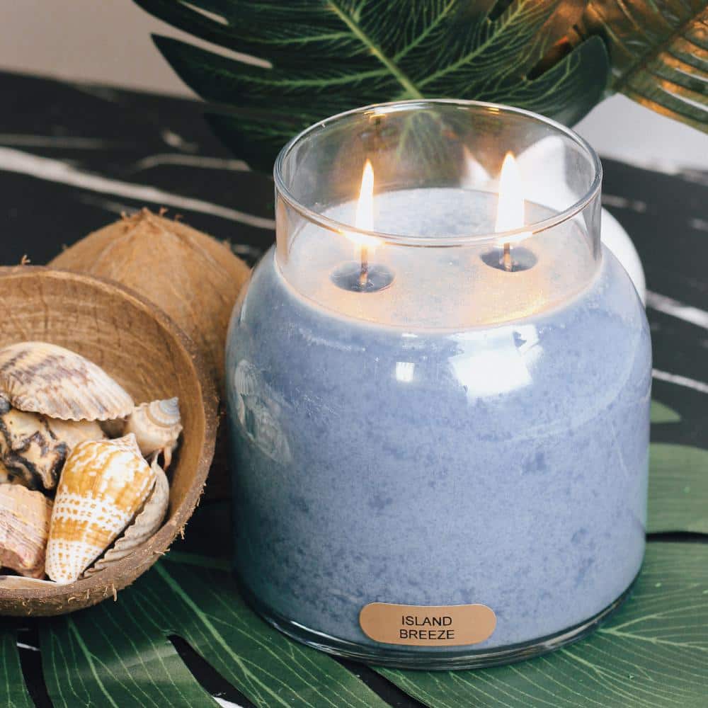 Island Breeze Blue Scented Jar Candle with Black Lid