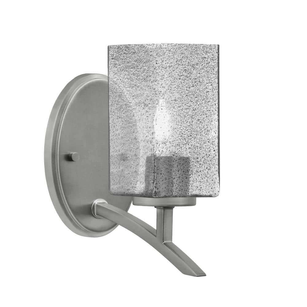 Siena 3.5 in. 1-Light Graphite Sconce with 3.5 in. Square Smoke Bubble Glas