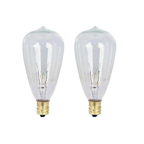 Feit Electric 7-Watt ST12 Dimmable Cone Filament Clear Glass E12 Vintage Edison Incandescent Light Bulb Soft White 2200K(2-Pack)