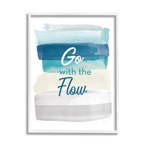 Go With the Flow Nautical Beach Tone Ombre By Linda Woods Framed Print Abstract Texturized Art 16 in. x 20 in.
