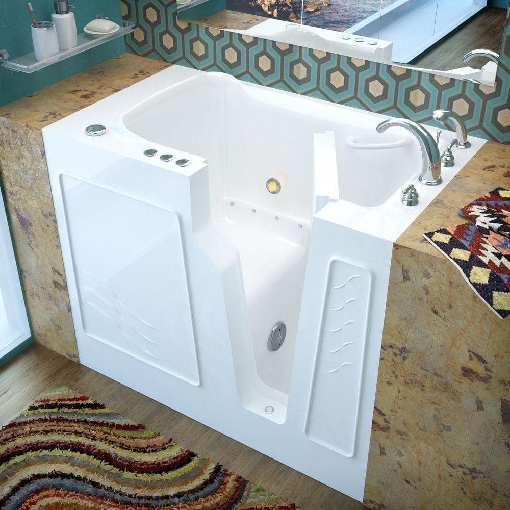 Catalina White Acrylic Walk-In Air Bathtub with Chrome Faucet