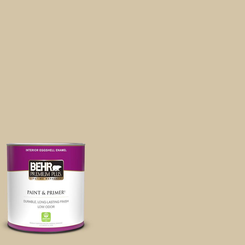 BEHR PREMIUM PLUS 1 qt. 740C3 Oat Straw Eggshell Enamel Low Odor