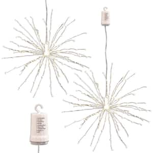 200-Light Bulbs Warm White Battery Operated Starburst LED Lights with Remote Control (Set of 2)