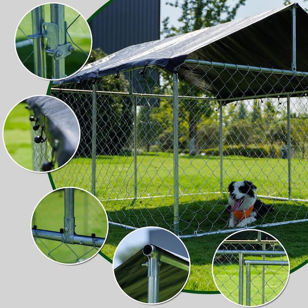 LeveLeve Outdoor Dog Playpen Heavy Duty Dog Kennel House Mesh Dog Big Cage Pet Kennel Steel Fence with Secure Lock 2m gl 001 The Home Depot