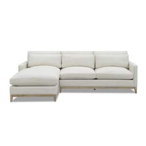 110 in. Square Arm 2-Piece Linen L-Shaped Sectional Sofa in White Oak with Chaise