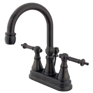 Templeton 4 in. Centerset 2-Handle Bathroom Faucet with Brass Pop-Up in Oil Rubbed Bronze
