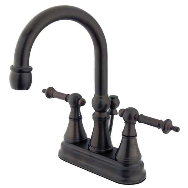 Kingston Brass Templeton 4 in. Centerset 2-Handle Bathroom Faucet with Brass Pop-Up in Oil Rubbed Bronze
