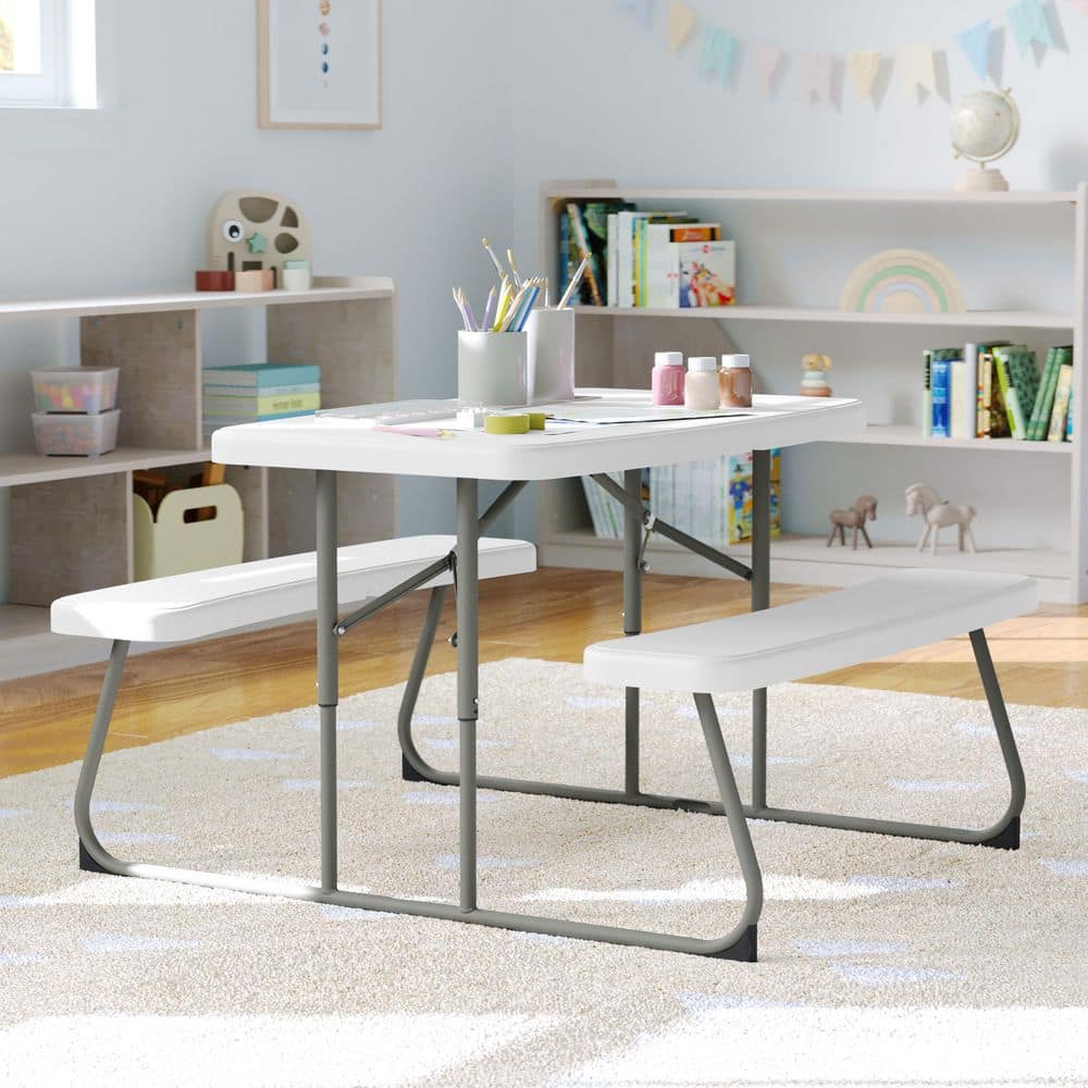 Carnegy Avenue White Picnic Table CGA-RB-524437-WH-HD - The Home Depot