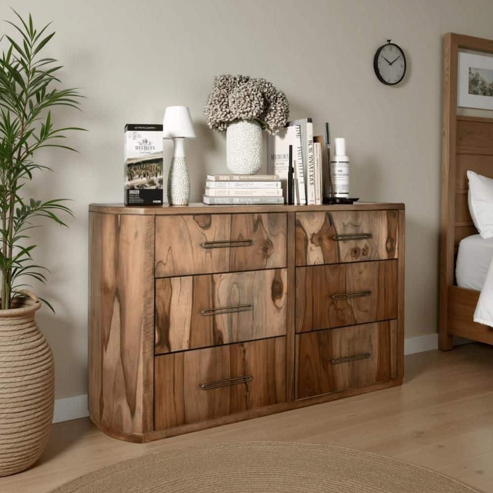 Eray Natural Grain Almond and Barrel Brown 6-Drawer 19.75 in. Wide Dresser without Mirror price history on PriceWatchPro