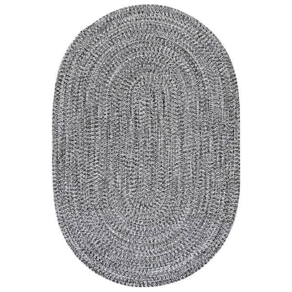 Braided 4 x 6 Black/Ivory Basket Weave Washable Oval Rug